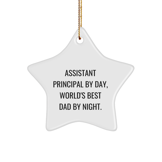 Assistant Principal Gifts from Men, Christmas Unique Star Ornament for Assistant Principal By Day, World's Best Dad By Night. - Image 1