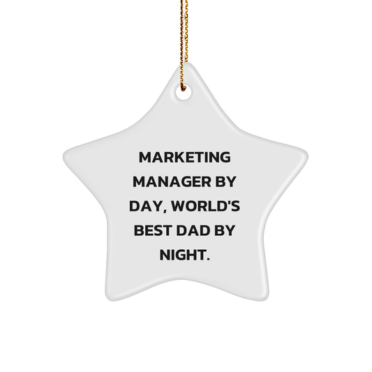 Marketing Manager Gifts from Friends, Christmas Unique Star Ornaments with 'Marketing Manager By Day, World's Best Dad By Night.' Quote, Ideal for Women, Men, Coworkers, Family - Image 1