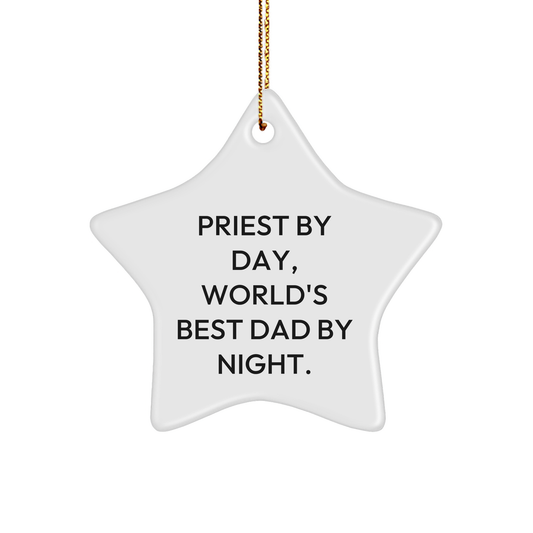 Priest Gifts for Men by Day, Star Ornament by Night, White Star Shaped, Unique Christmas Unique Gifts from Friends - Image 1