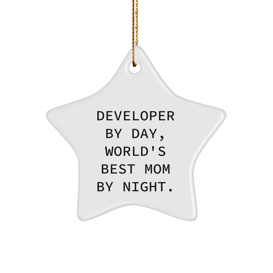Developer Gifts for Christmas - Star Ornament by 'Developer By Day, World's Best Mom By Night.' - Image 1