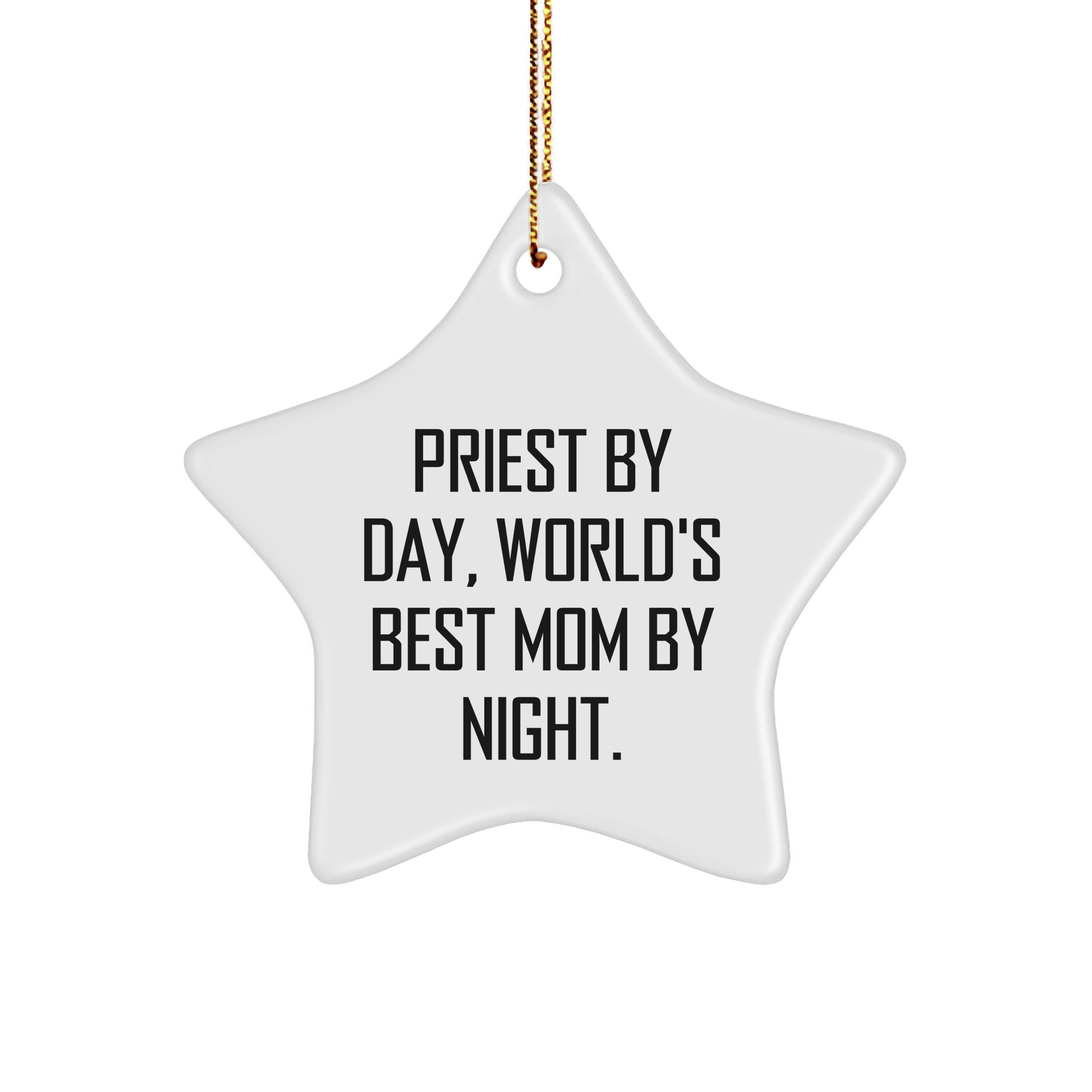 Priest Gifts from Men to World's Best Mom By Night, Star Ornament for Christmas - Image 1