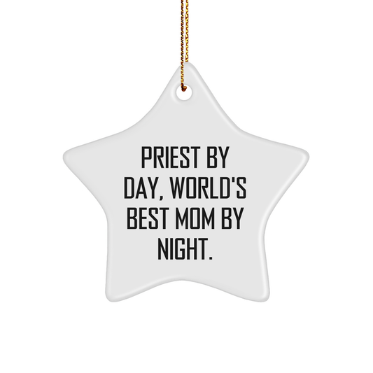 Priest Gifts from Men to World's Best Mom By Night, Star Ornament for Christmas - Image 1