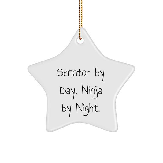 Senator Gifts from Friends and Family, Funny Star Ornament for Christmas Unique Gifts, Senator By Day. Ninja By Night. - Image 1