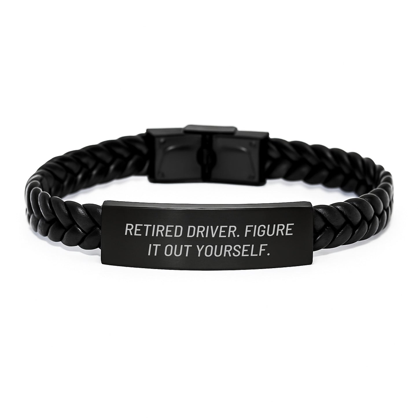 Funny Driver Gifts, Birthday Unique Gifts for Men, Interlaced Leather Bracelet from Friends, Retired Driver. Figure It Out Yourself. - Image 1