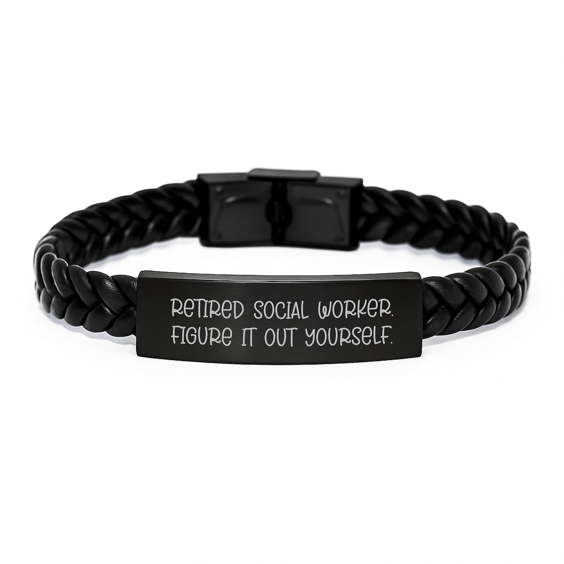 Social Worker Interlaced Leather Bracelet - Funny Quote for Coworkers, Friends, and Family at Christmas - Image 1