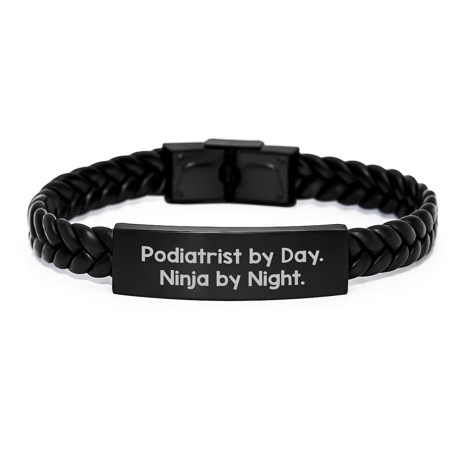 Podiatrist By Day Funny Interlaced Leather Bracelet Gifts from Men for Podiatrist By Day Ninja By Night Graduation Unique Gifts - Image 1