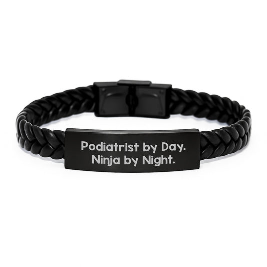 Podiatrist By Day Funny Interlaced Leather Bracelet Gifts from Men for Podiatrist By Day Ninja By Night Graduation Unique Gifts - Image 1