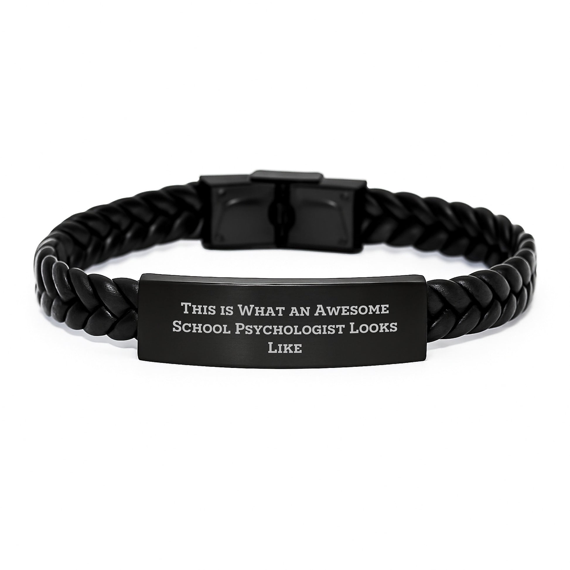 Funny School Psychologist Gifts for Him, Interlaced Leather Bracelet, Christmas Unique Ideas from Friends to Family - Image 1