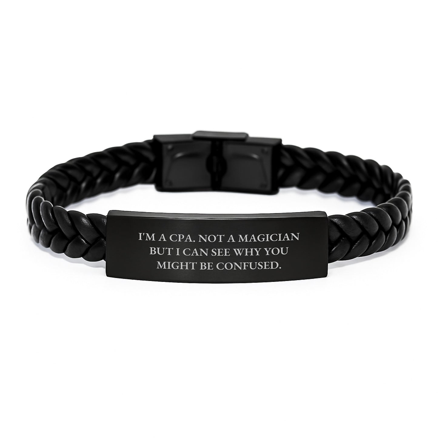 Unique Gifts for CPA Friends from Coworkers - Funny Quote Interlaced Leather Bracelet for Men, Women, Graduate, or Family - Image 1