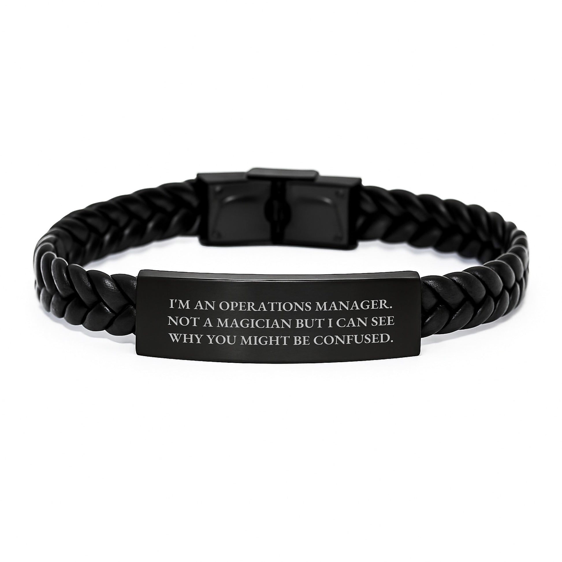 Funny Operations Manager Gifts, Unique Interlaced Leather Bracelet for Him, Christmas Memorable Presents for Operations Manager Men from Friends or Family - Image 1