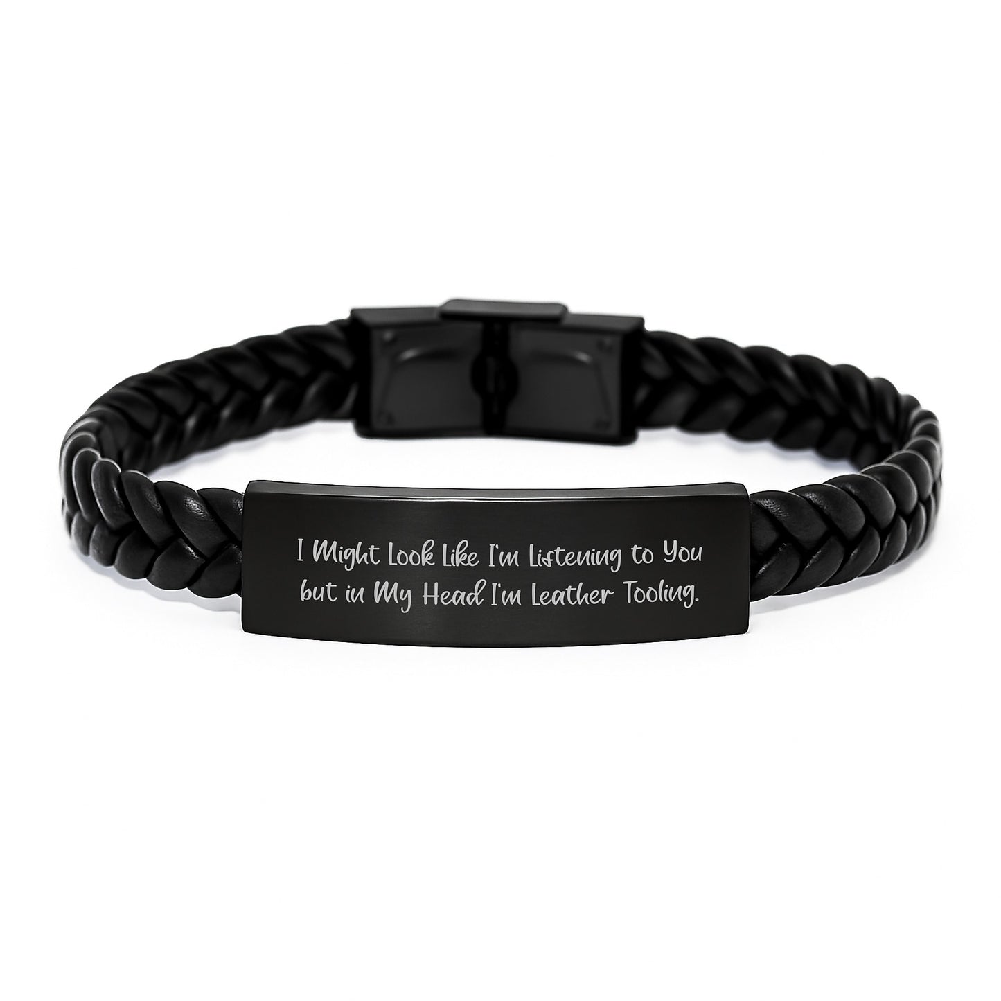 Unique Leather Tooling Interlaced Leather Bracelets for Him Gifts from Family for Christmas Unique Gifts - Image 1