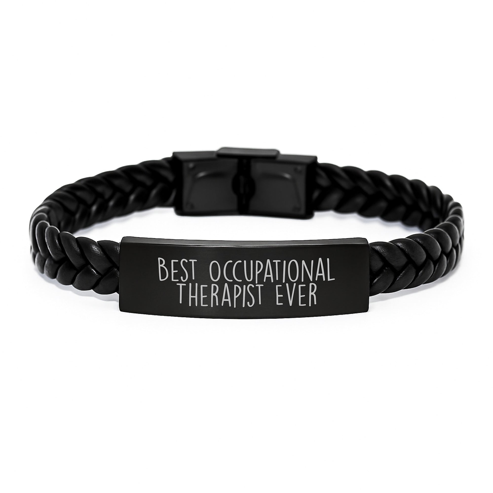 Gifts from Friends to Occupational Therapist - Best Occupational Therapist Ever Inspirational Interlaced Leather Bracelet for Birthday - Image 1