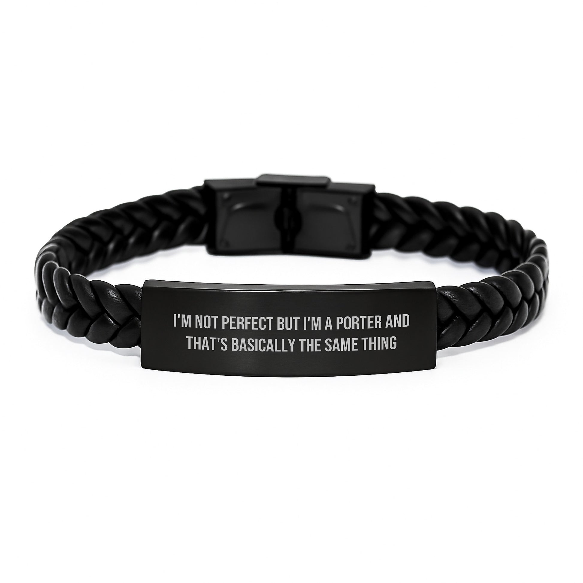 Funny Porter Gifts for Men, Unique Interlaced Leather Bracelet, Christmas Unique Gifts from Friends, Porter Love Quote - Image 1