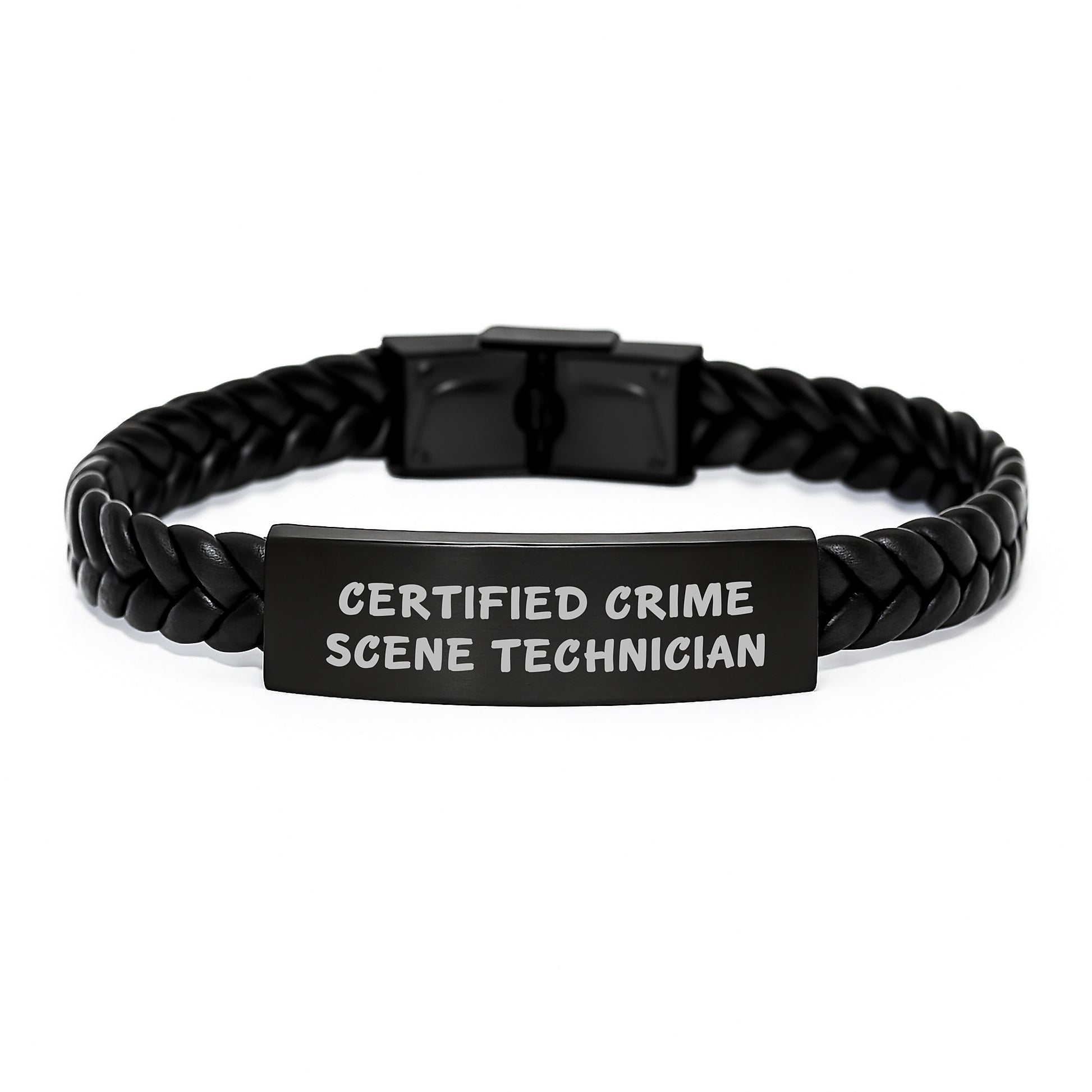 Funny Certified Crime Scene Technician Gifts from Friends for Crime Scene Technician Birthday Unique Interlaced Leather Braces, 'You're a Crime Scene Technician' Quote - Image 1
