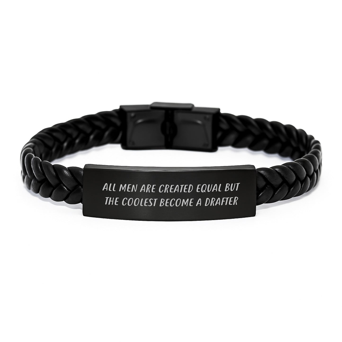Funny Drafter Gifts, Interlaced Leather Bracelet for Men, Christmas Unique Presents from Friends, 'All Men Are Created Equal But The Coolest Become A Drafter' - Image 1