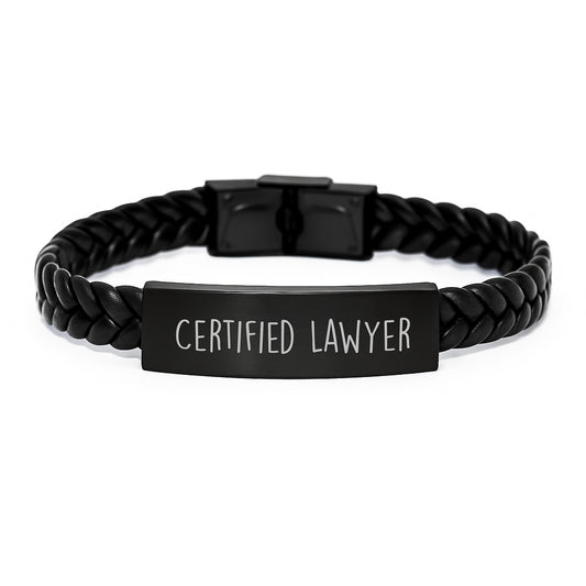 Funny Lawyer Quote, Engraved 'A Lawyer Always Prepares' Interlaced Leather Bracelet, Birthday Unique Gifts for Men Women Friends Coworkers Family - Image 1