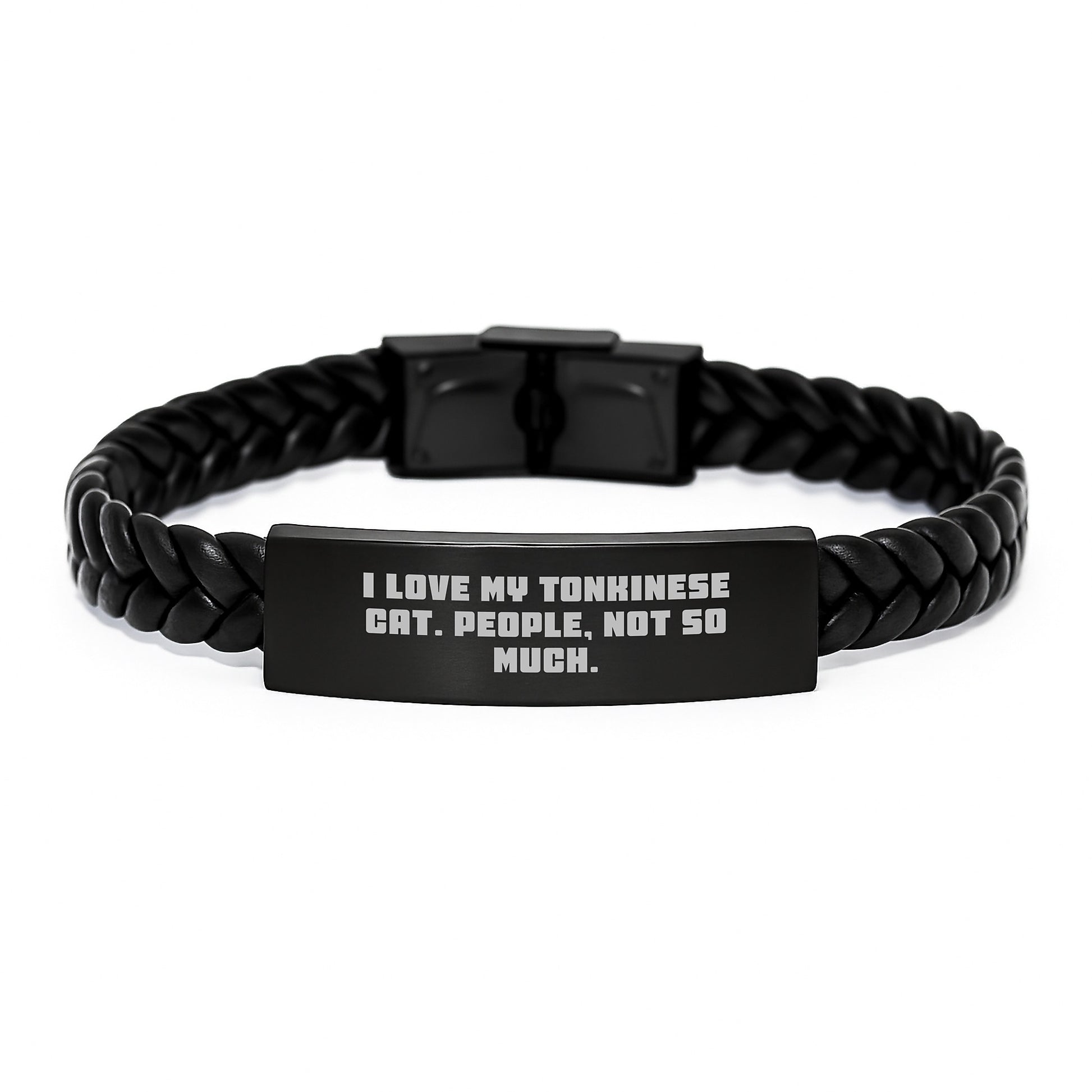 Tonkinese Cat Lover's Funny Interlaced Leather Bracelet for Men, Gifts from Friends to Tonkinese Cat Parents, Valentine's Unique Gifts - Image 1