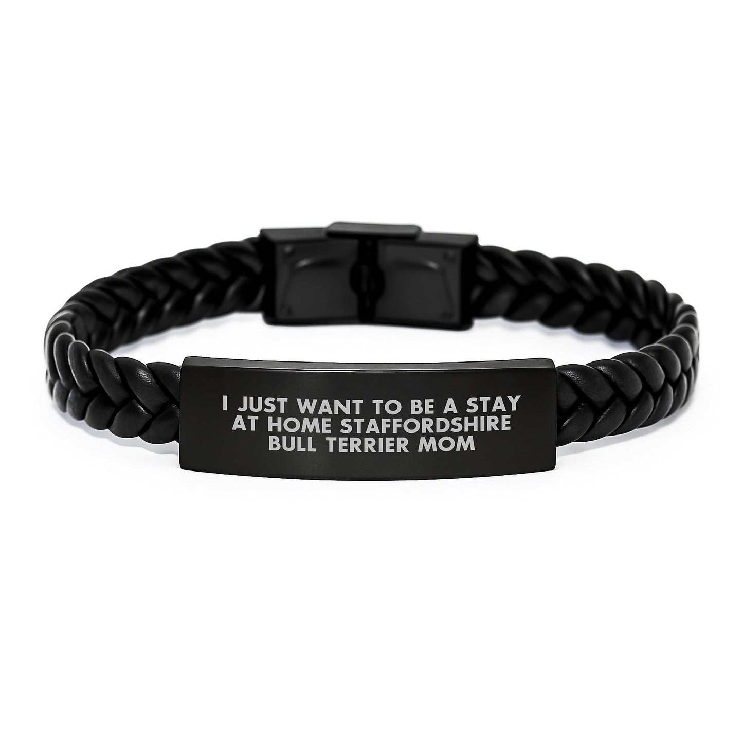 Funny Staffy Mom Interlaced Leather Bracelet Gifts from Friends to Staffordshire Bull Terrier Dog Mom on Birthday Unique Gifts - Image 1