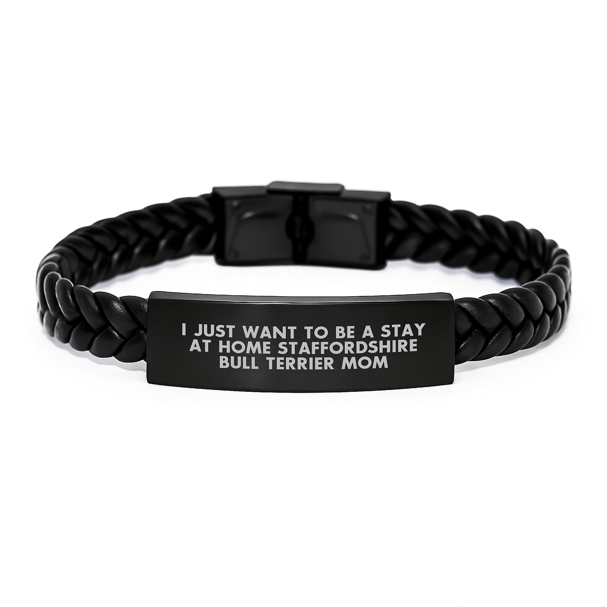 Funny Staffy Mom Interlaced Leather Bracelet Gifts from Friends to Staffordshire Bull Terrier Dog Mom on Birthday Unique Gifts - Image 1