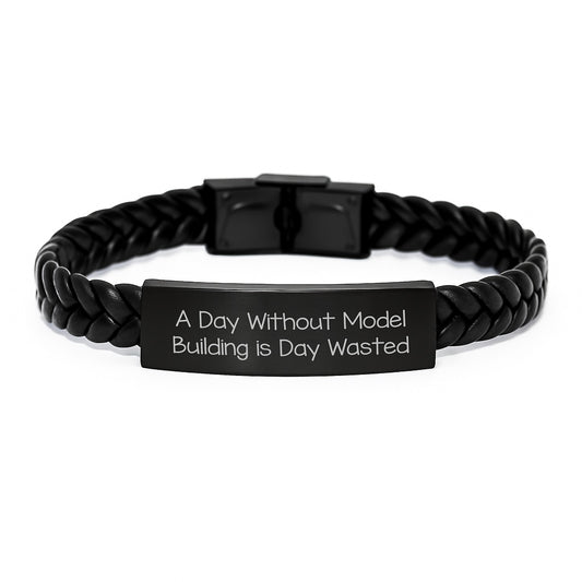 Funny Model Building Gifts for Men - Interlaced Leather Bracelet - Birthday Unique Gifts from Friends - Image 1