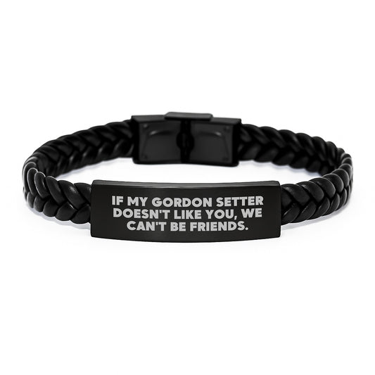 Funny Gordon Setter Dog Gifts for Men Women Friends Family - Interlaced Leather Bracelet Birthday Unique Gifts from Men Women Friends Family - Image 1