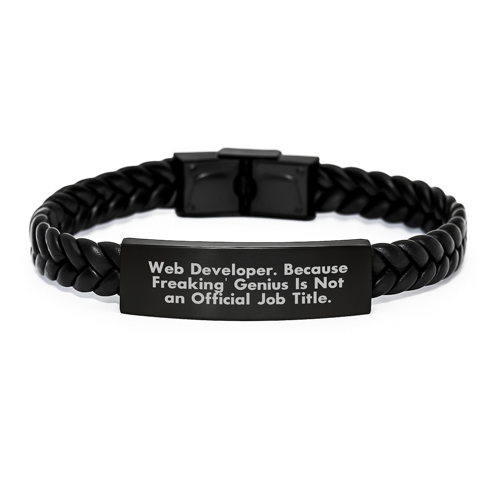 Web Developer Funny Quote Interlaced Leather Bracelet Gifts for Men from Family, Unique Mother's Day Unique Gifts for Web Developer - Image 1