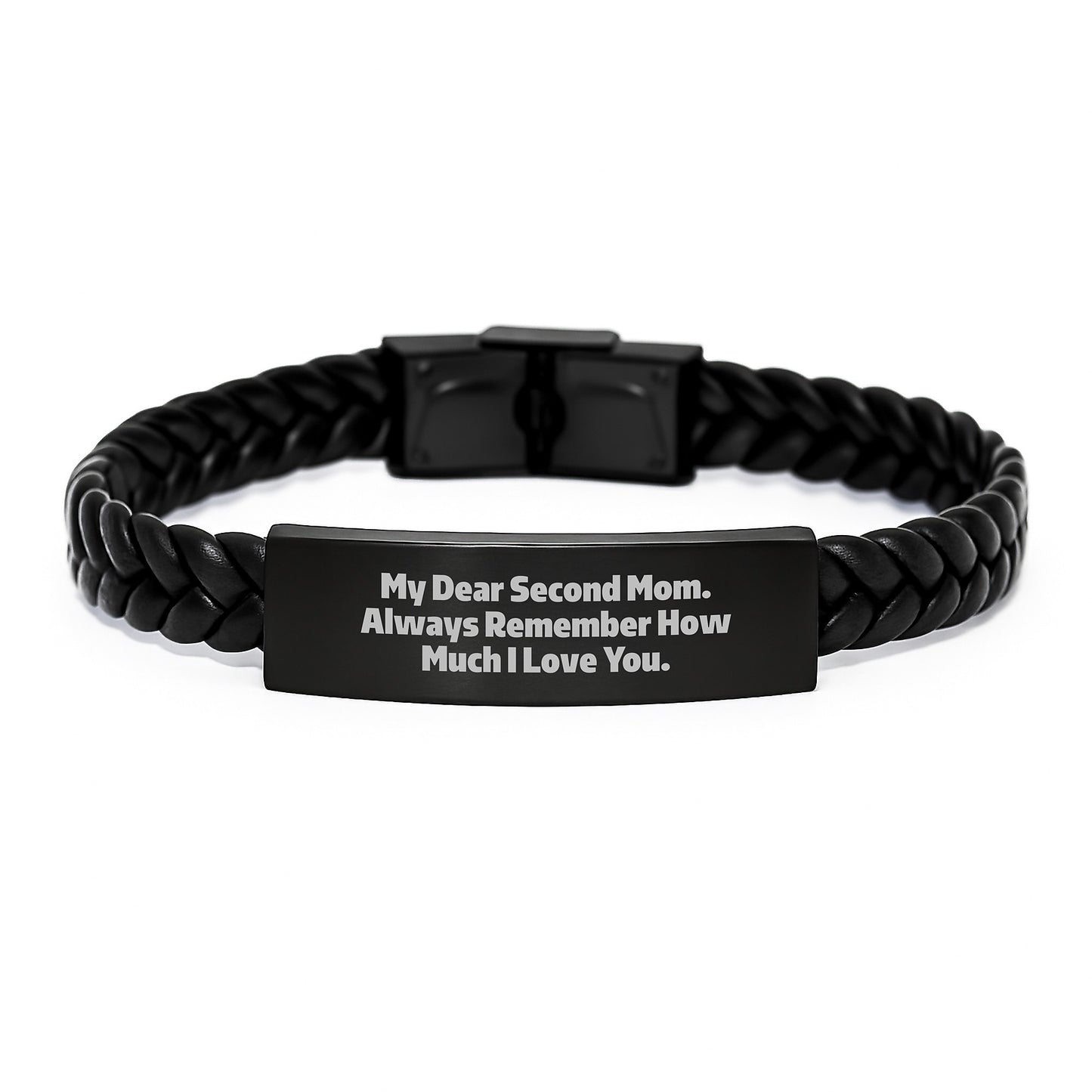 Funny Second Mom Gifts from Men, Women, or Friends - Interlaced Leather Bracelet for Second Mom - Christmas Unique Gifts for Second Mom, Second Mom Love Quote - Image 1