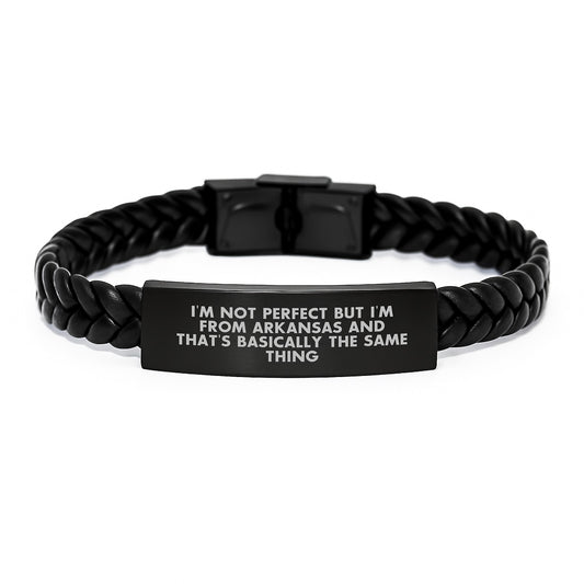 Arkansas Charm Interlaced Leather Bracelet, Funny Quote Gift for Men from Arkansas, Valentine's Unique Gifts for Him - Image 1