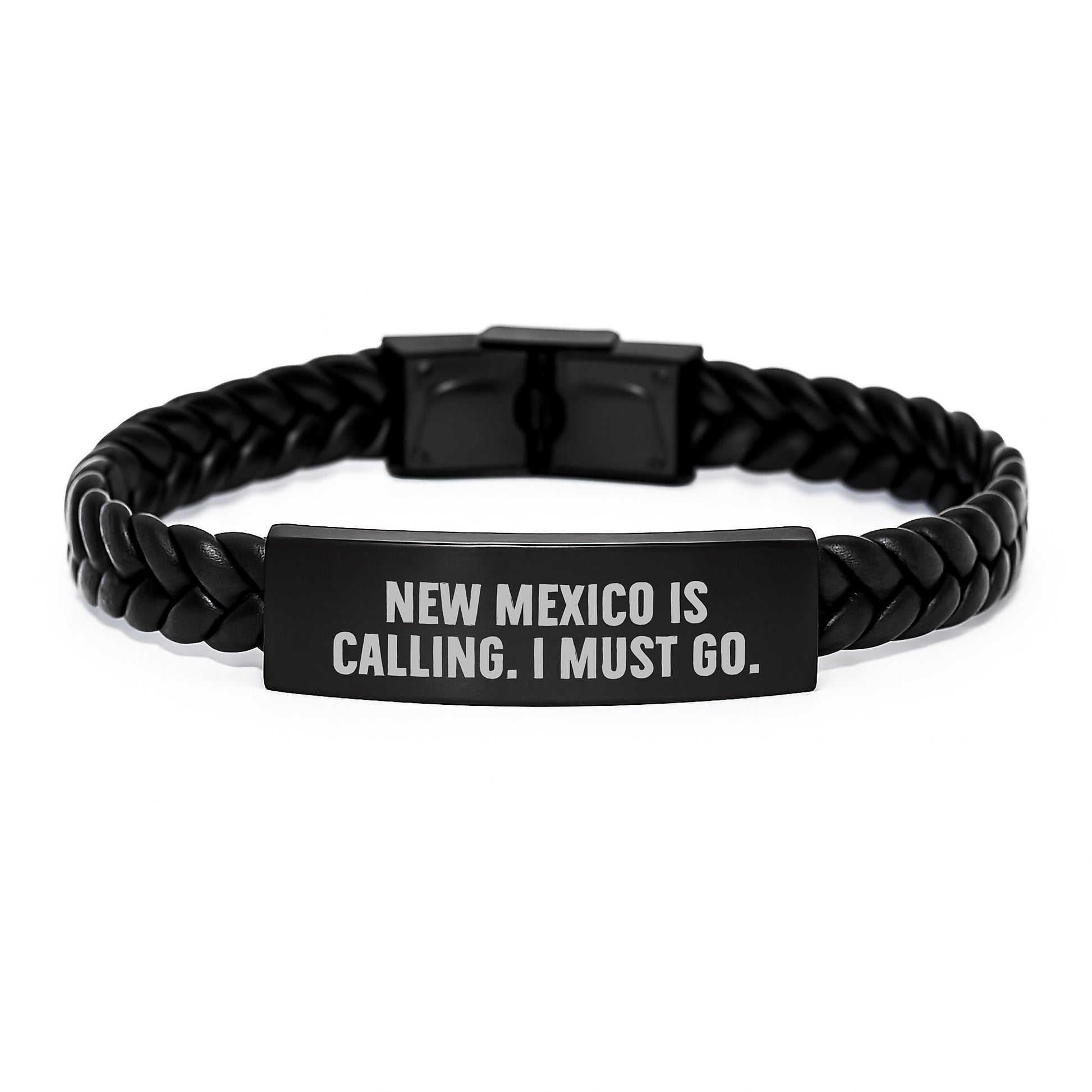 New Mexico Calling Gifts for Men Friends Family - Interlaced Leather Bracelet with Stainless Steel - Inspirational Quote - Image 1