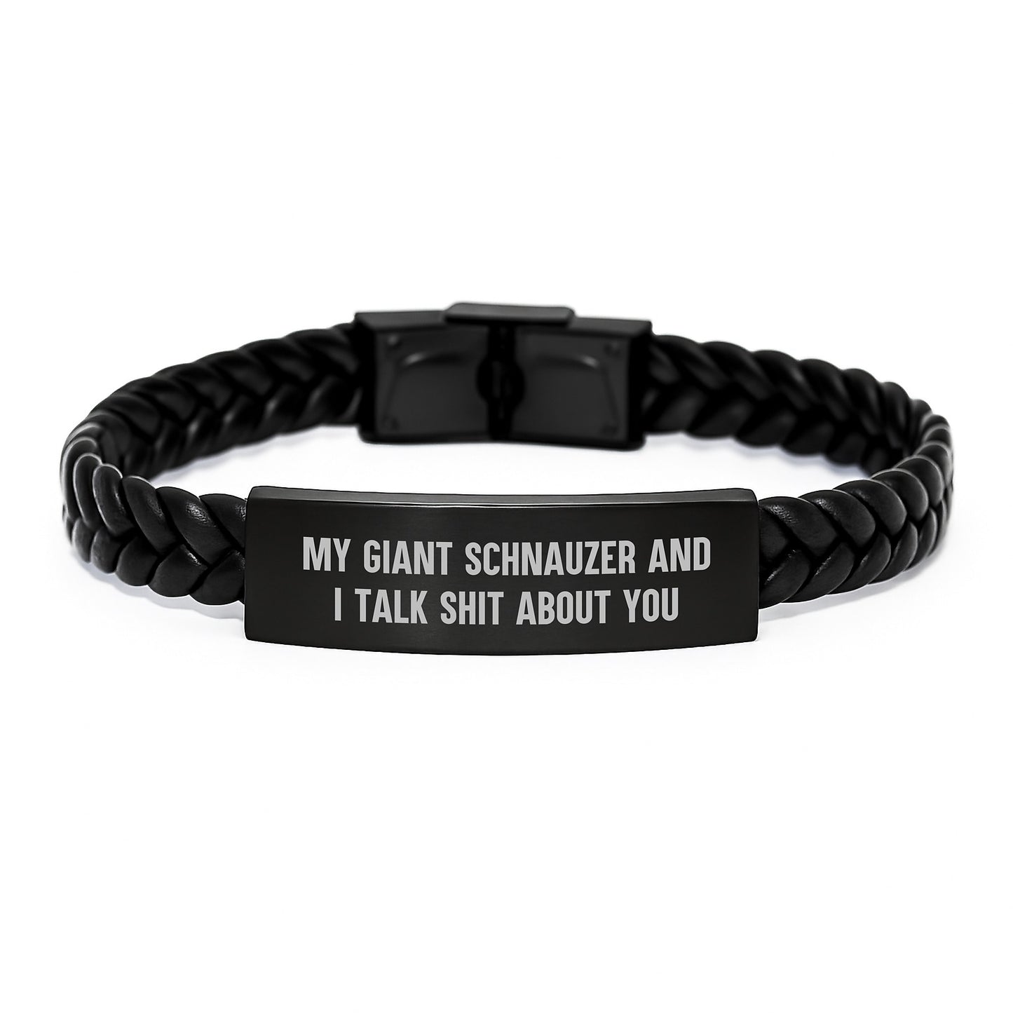 Giant Schnauzer Dog Lover Funny Interlaced Leather Bracelet Gifts from Men to Giant Schnauzer Dog Owners for Christmas - Image 1