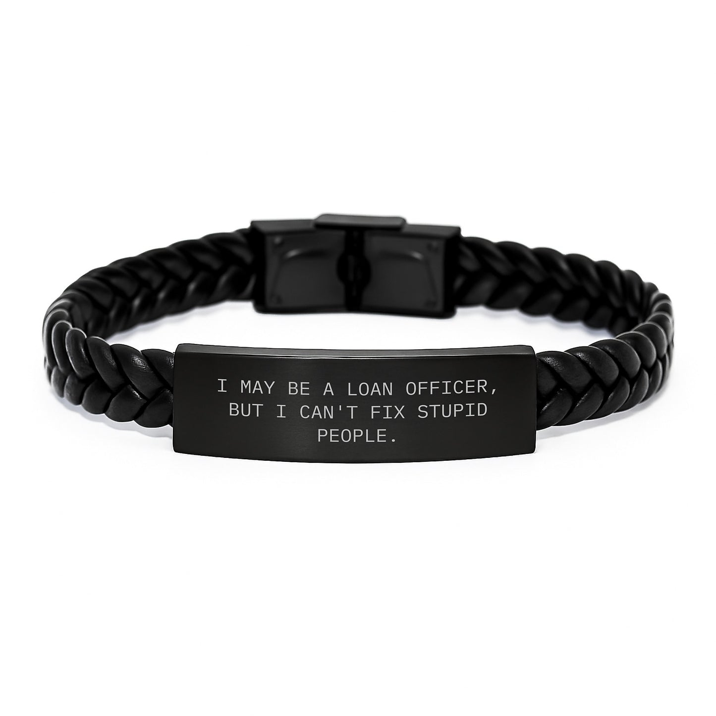 Funny Loan Officer Gifts, Interlaced Leather Bracelet with Sarcasm Quote, Unique Birthday Unique Gifts from Friends to Loan Officer - Image 1
