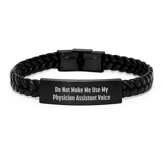 Funny Physician Assistant Gifts for Men - Gifts from Friends - Interlaced Leather Bracelet, Stainless Steel Engraved - Birthday Unique Gifts for Physician Assistant - Image 1