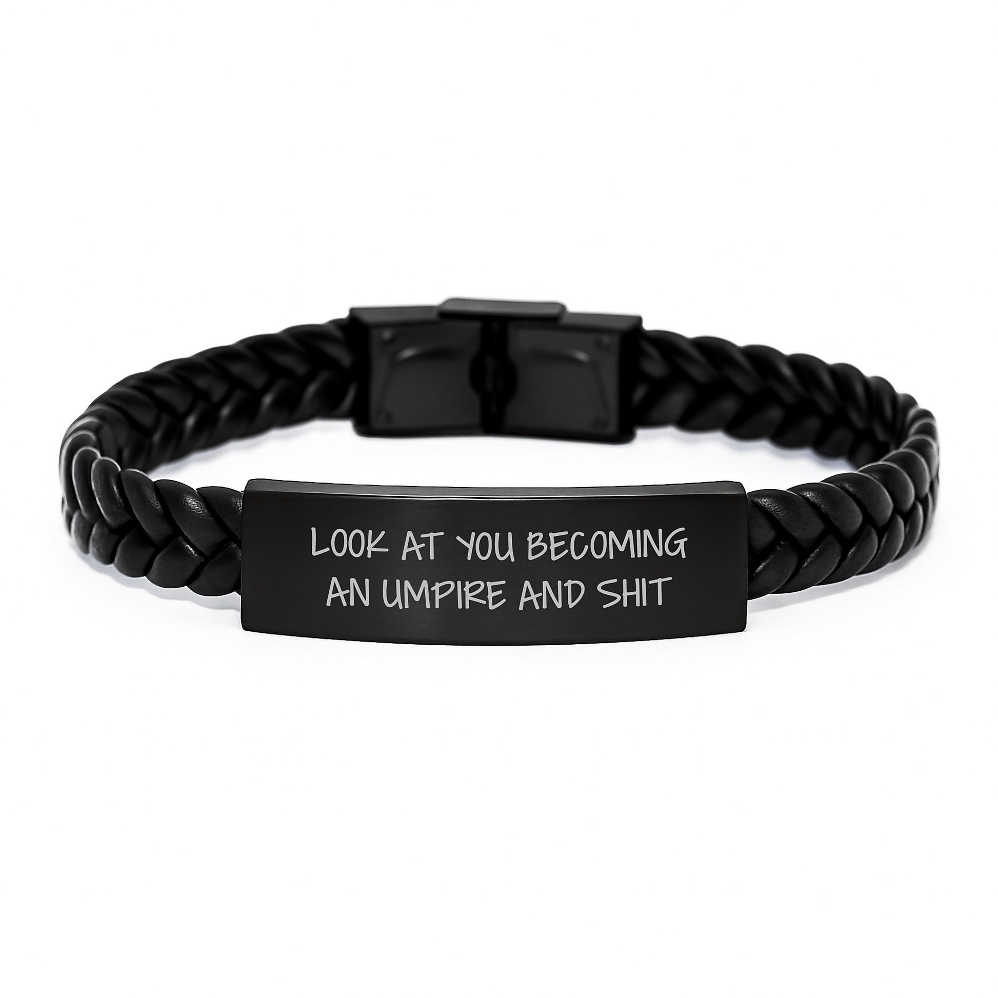 Funny Umpire Gifts for Graduation, Interlaced Leather Bracelet with Stainless Steel and PU Leather, Gifts from Friends to Umpire. - Image 1