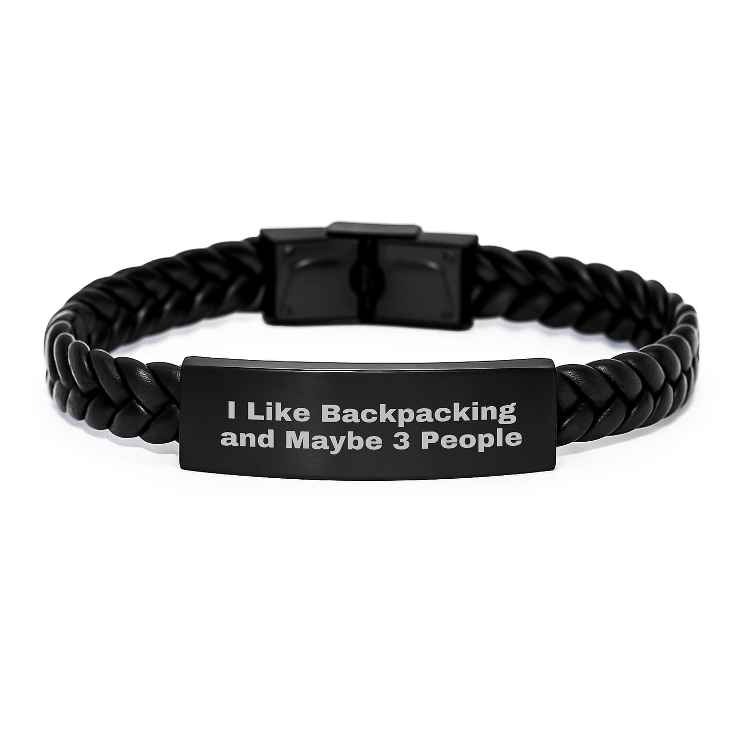 Gifts from Friends for Men - Funny Backpacking Interlaced Leather Bracelet - Christmas Unique Accessories for Hikers - Image 1