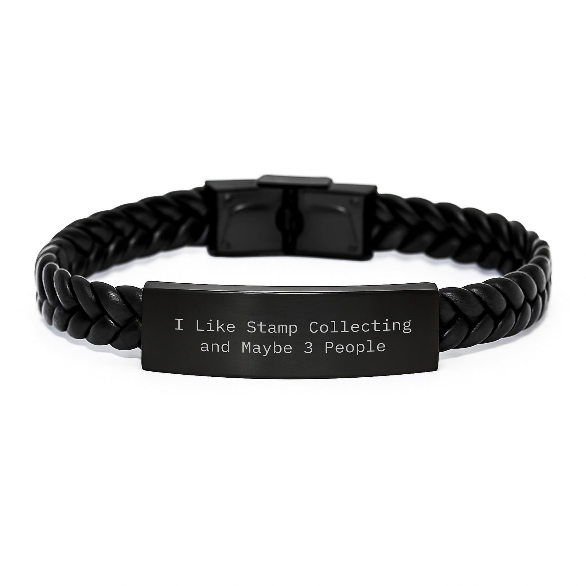 Unique Stamp Collecting Gifts from Friends to Stamp Collecting Enthusiasts, Interlaced Leather Bracelet for Graduation, I Like Stamp Collecting And Maybe 3 People Funny Quote - Image 1