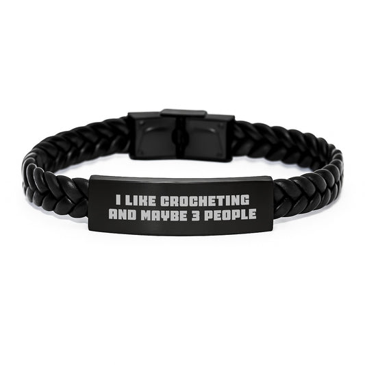 Crocheting Enthusiast Gifts from Family - Funny Interlaced Leather Bracelet for Women on Mother's Day - Image 1
