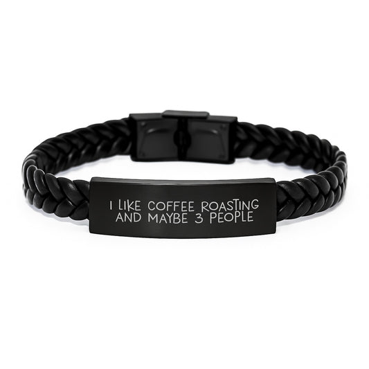 Funny Coffee Roasting Gifts for Men Friends from Family, Interlaced Leather Bracelet - Coffee Roasting Accessories, Unique Graduation Unique Gifts for Coffee Lovers - Image 1