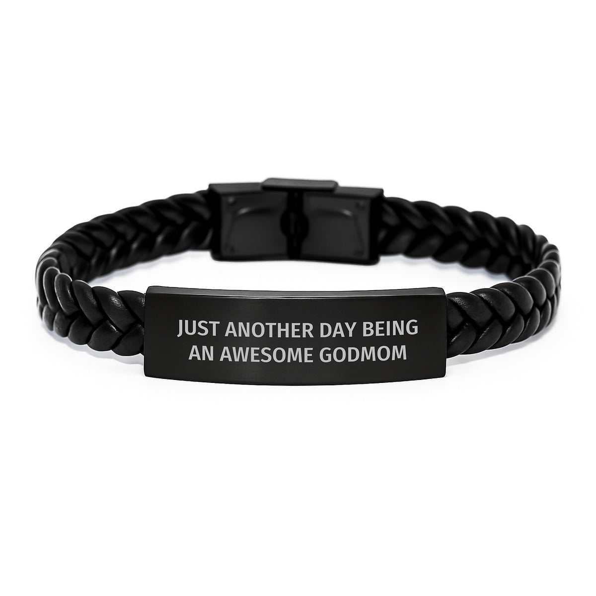 Funny Godmom Gifts for Graduation Unique Interlaced Leather Bracelets, Gifts from Family to Godmom, 'Just Another Day Being An Awesome Godmom' Quote - Image 1