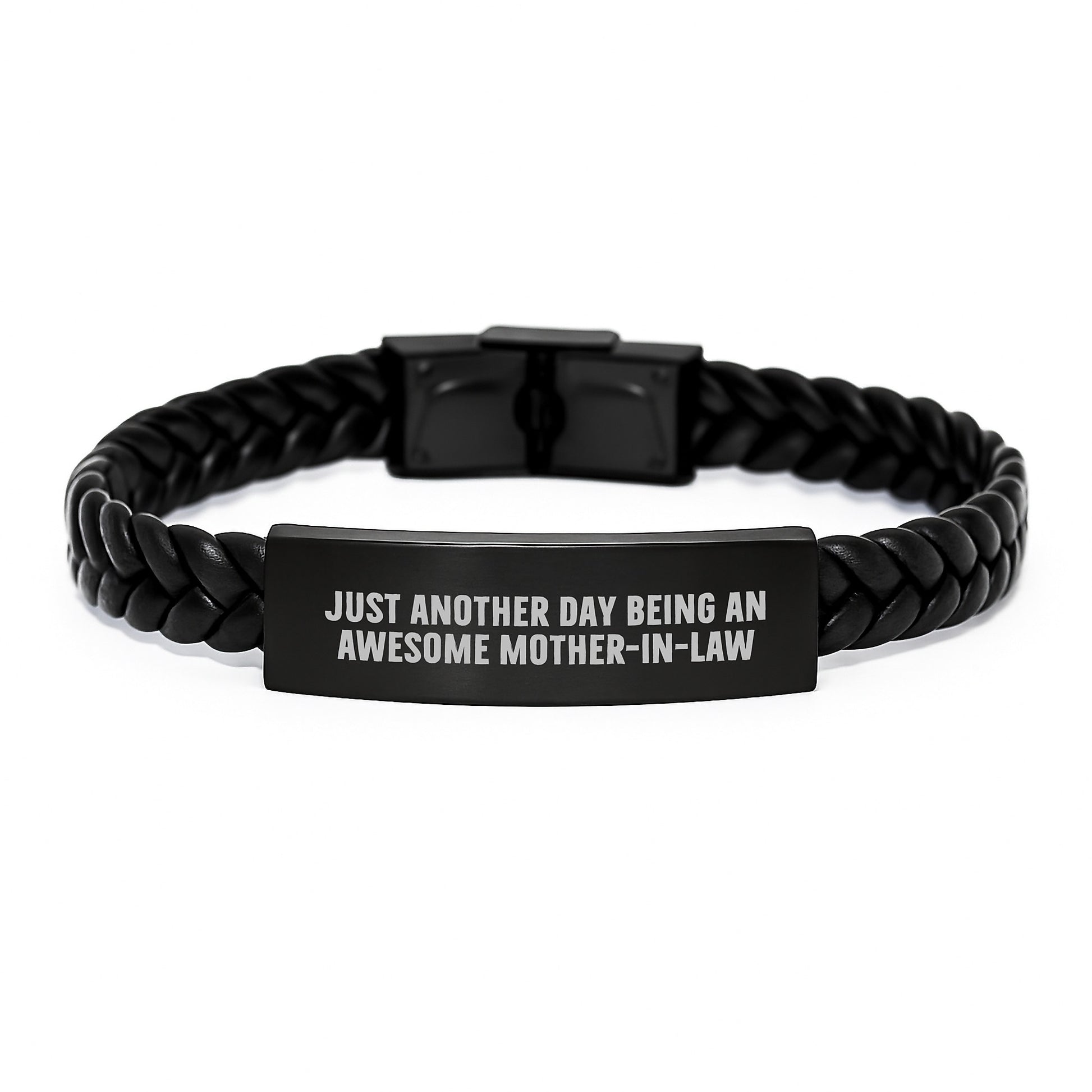 Funny Mom-in-law Gifts, Funny Graduation Unique Gifts for Mom-in-law, Interlaced Leather Bracelet with Engraved Stainless Steel - Image 1