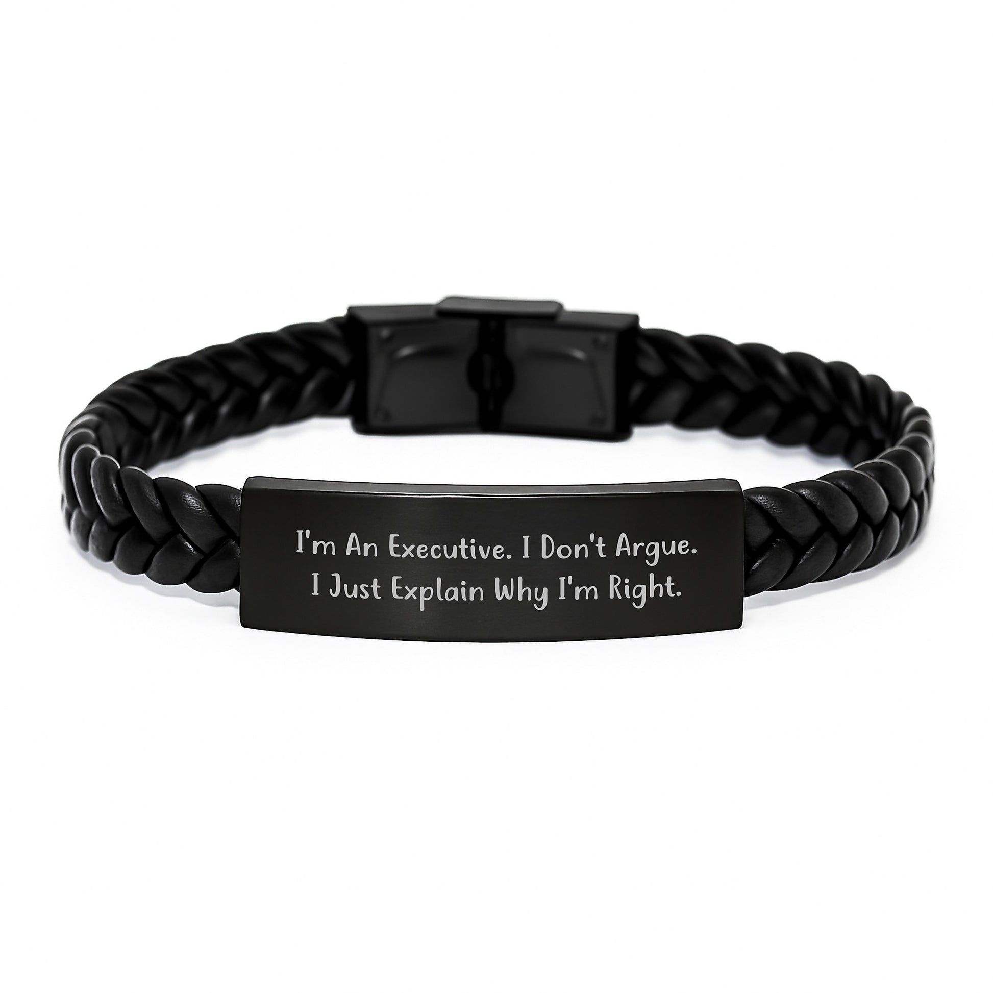 Executive Keepsake Interlaced Leather Bracelet for Him Graduation Gift - Image 1