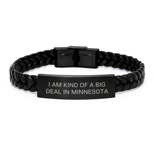 Minnesota Unique Gifts, Funny Interlaced Leather Bracelet, Gifts from Friends to Family in Minnesota - Image 1