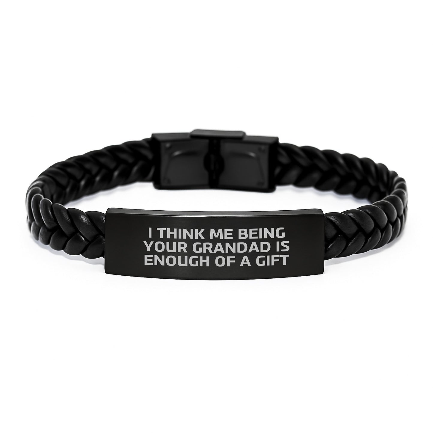 Inspirational Gifts from Grandad to Grandson for Graduation Unique Interlaced Leather Bracelets with Funny Quote - Image 1