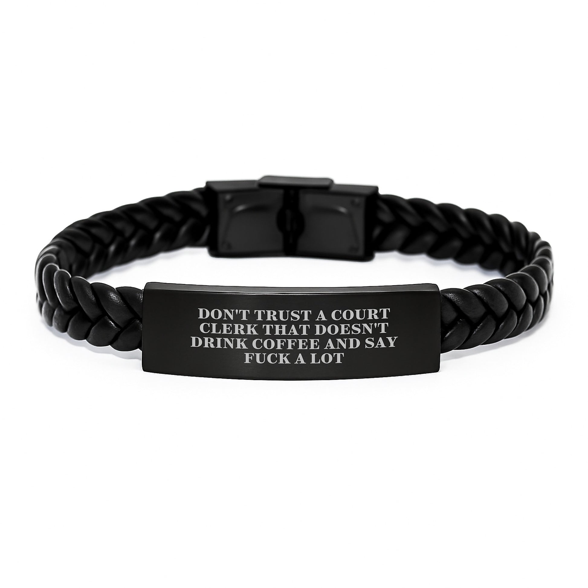 Funny Court Clerk Gifts, Interlaced Leather Bracelet for Men, Christmas Unique Gifts from Friends, Court Clerk Quote - Image 1