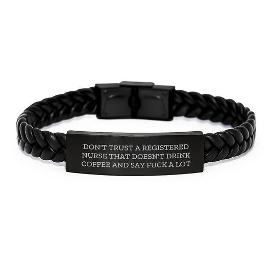 Funny Quote Registered Nurse Gifts, Interlaced Leather Bracelet for Graduation, Unique Gifts from Friends to Family, Funny Registered Nurse Gifts for Registered Nurse - Image 1
