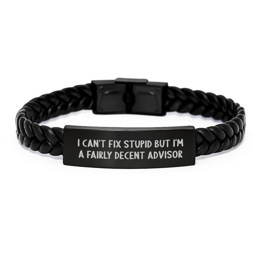 Funny Advisor Gifts for Men - Gift from Friends, Interlaced Leather Bracelet with Stainless Steel, Perfect Graduation Unique Gifts Idea - Image 1