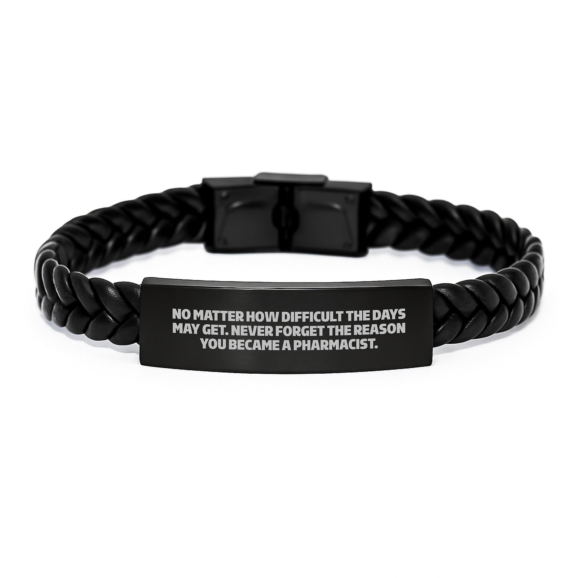 Inspirational Gifts for Pharmacist Men from Friends, Motivational Leather Interlaced Bracelet for Graduation Unique Gifts - Image 1