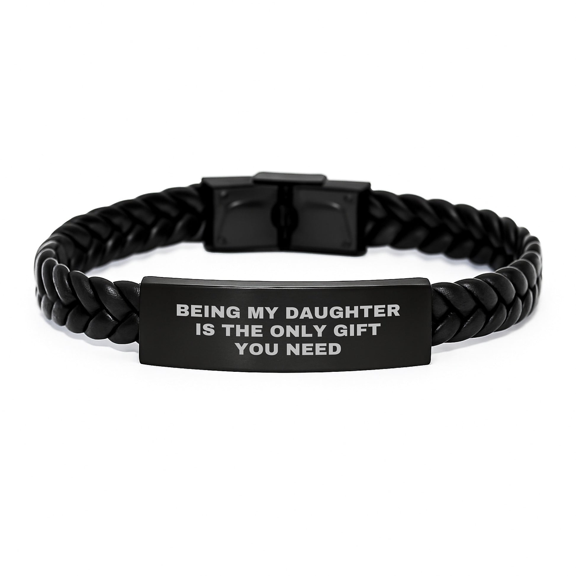 Gifts from Dad to Daughter - Being My Daughter Is The Only Gift You Need Graduation Unique Gifts - Interlaced Leather Bracelet for Daughter - Image 1