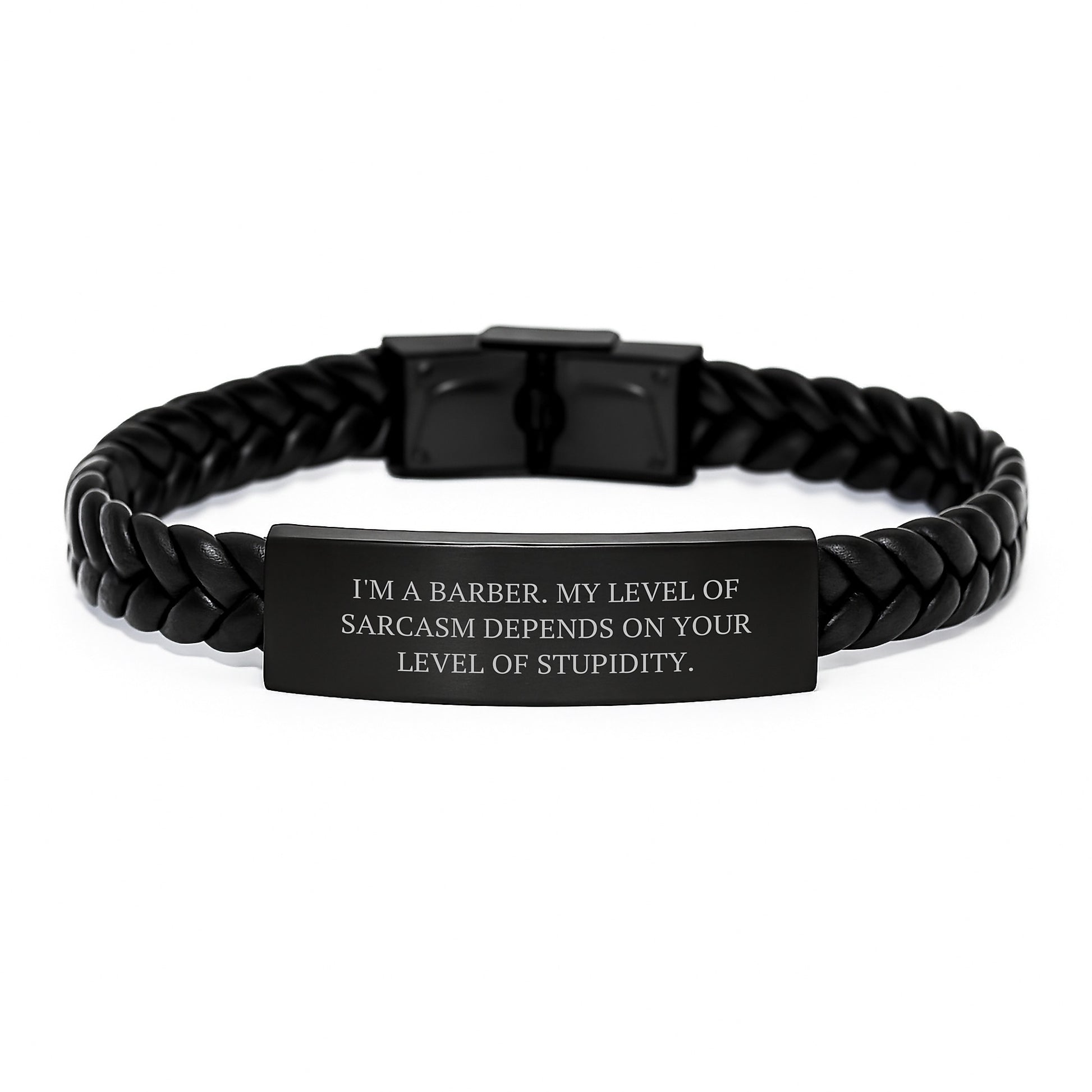 Funny Barber Gifts for Men - 'I'm A Barber' Interlaced Leather Bracelet, Christmas Unique Presents from Friends or Family - Image 1