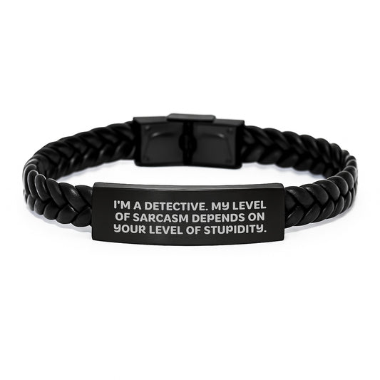 Funny Quote Detective Gifts for Men, Interlaced Leather Bracelet with Stainless Steel, Unique Graduation Unique Gifts from Friends - Image 1