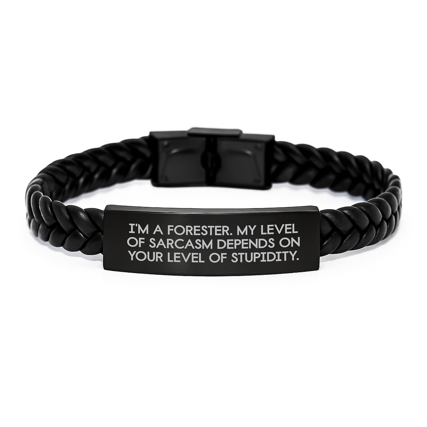 Funny Forester Gifts for Men, Unique Interlaced Leather Bracelet Christmas Memorable Presents from Friends or Family, Sarcasm Quote - Image 1